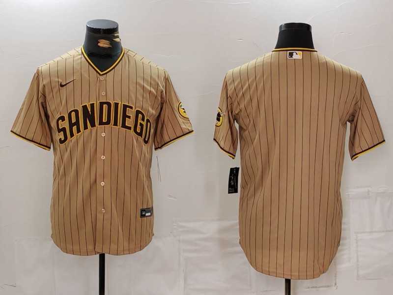 Mens San Diego Padres Blank Tan Cool Base Stitched Jersey